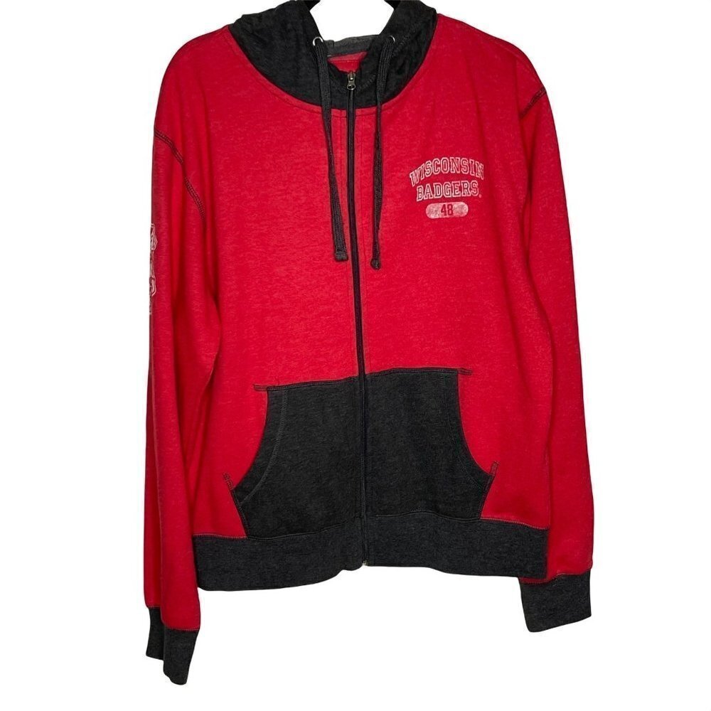 NWT Camp David Men's Wisconsin Badgers Full Zip Hoodie Sweatshirt Red L Large